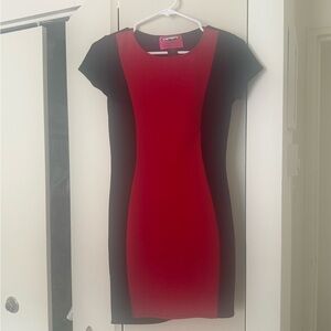 See You Monday Red and Black Mini Dress
